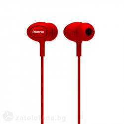 Гумирани handsfree слушалки марка Remax - цвят червен