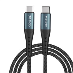 Къс плетен кабел марка YESIDO USB Type-C към USB Type-C с дължина 1м  – цвят черен