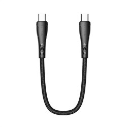 Къс плетен кабел марка MCDODO USB Type-C към USB Type-C с дължина 20см  – цвят черен