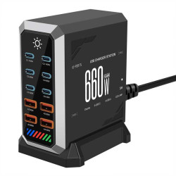 660W док станция с 10 порта - 6 USB Type-C и 4 USB изхода