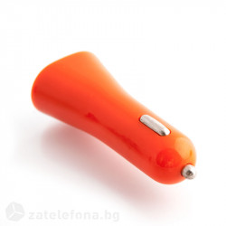 Зарядно за кола с два USB изхода, 1А и 2А – цвят оранжев