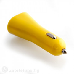 Зарядно за кола с два USB изхода, 1А и 2А – цвят жълт