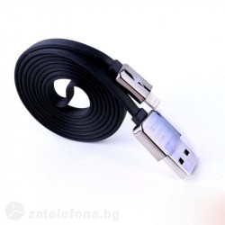 Плосък кабел тип USB към micro USB марка REMAX – цвят черен