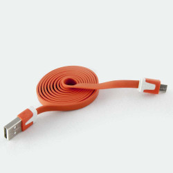 Плосък кабел тип USB към micro USB – цвят оранжев