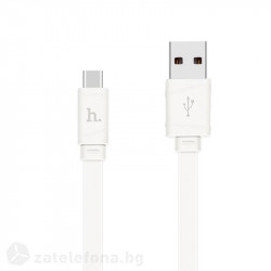 Плосък кабел тип USB към USB Type-C марка HOCO – цвят бял
