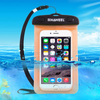 Универсален водоустойчив калъф с лента марка HAWEEL за телефони с размери до 165x90mm – оранжев