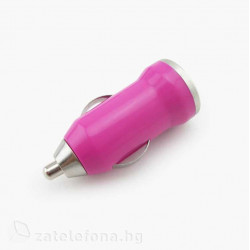 Зарядно за кола с USB изход - цвят ярко розов