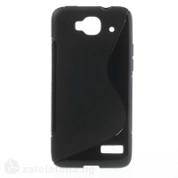 Силиконов калъф за Alcatel One Touch Idol mini със S-образен дизайн - черен