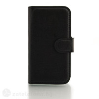 Кожен калъф тип портмоне за Alcatel One Touch Pop C3 - черен