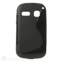 Силиконов калъф за Alcatel One Touch Pop C3 със S-образен дизайн - черен