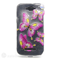 Полупрозрачен силиконов калъф за Alcatel One Touch Pop C7 - розови пеперуди