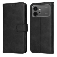 Кожен калъф тип портмоне за Honor 600/600 Pro - черен