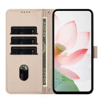 Кожен калъф тип портмоне с цветя за Honor 600 Smart - бежов - 2