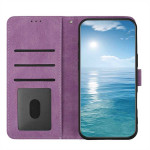 Кожен калъф тип портмоне с цветя за Honor 600 Smart - лилав - 0