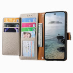 Кожен калъф тип портмоне с цип за Honor 600 Lite - светло сив - 2