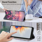 Кожен калъф тип портмоне за Honor Magic8 Lite - розови цветя - 0 Кожен калъф тип портмоне за Honor Magic8 Lite - розови цветя - 0