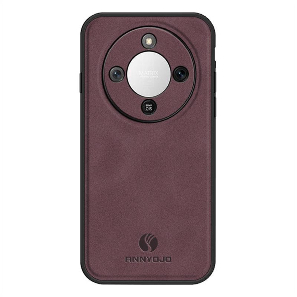 Силиконов гръб с покритие от кожа марка ANNYOJO за Honor Magic8 Lite - винено червен Силиконов гръб с покритие от кожа марка ANNYOJO за Honor Magic8 Lite - винено червен