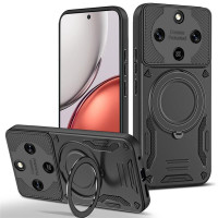 Хибриден гръб с кръгла метална стойка за Honor Magic8 Lite - черен