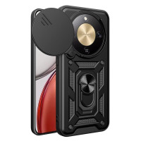 Хибриден гръб със стойка и слайдър за камера за Honor Magic8 Lite - черен