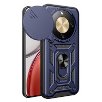 Хибриден гръб със стойка и слайдър за камера за Honor Magic8 Lite - тъмно син