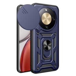 Хибриден гръб със стойка и слайдър за камера за Honor Magic8 Lite - тъмно син