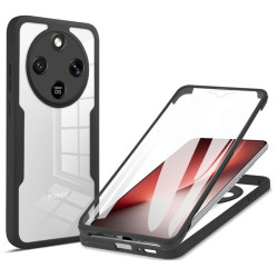 Цялостен гръб от силикон и пластмаса за Honor Magic8 Lite - прозрачен с черна рамка