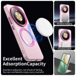 Полупрозрачен хибриден гръб с вграден магнит MAGSAFE за Honor Magic8 Lite - розова рамка - 2