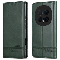 Кожен калъф страничен flip марка AZNS за Honor Magic8 Pro – тъмно зелен
