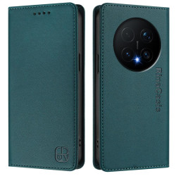 Кожен калъф тип портмоне марка RINACASIS за Honor Magic8 Pro - тюркоазен