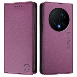 Кожен калъф тип портмоне марка RINACASIS за Honor Magic8 Pro – лилав