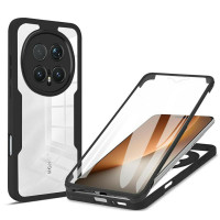 Цялостен гръб от силикон и пластмаса за Honor Magic8 Pro - прозрачен с черна рамка