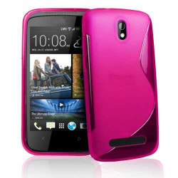 Силиконов калъф за HTC Desire 500 със S-образен дизайн - ярко розов