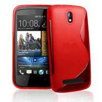 Силиконов калъф за HTC Desire 500 със S-образен дизайн - червен