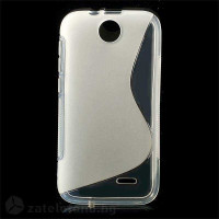 Силиконов калъф за HTC Desire 310 със S-образен дизайн - прозрачен