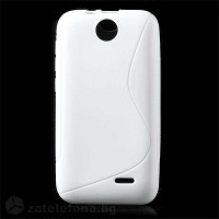 Силиконов калъф за HTC Desire 310 със S-образен дизайн - бял