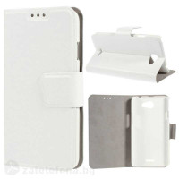 Тънък кожен калъф страничен flip за HTC Desire 516 – бял