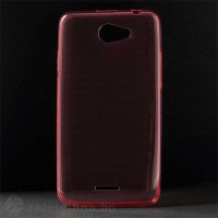 Тънък прозрачен силиконов калъф за HTC Desire 516 - червен