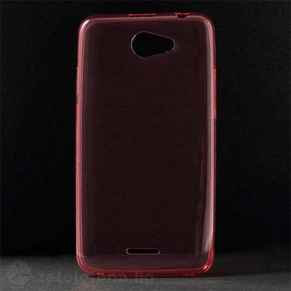 Тънък прозрачен силиконов калъф за HTC Desire 516 - червен