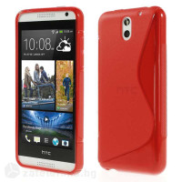 Силиконов калъф за HTC Desire 610 със S-образен дизайн - червен