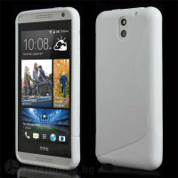 Силиконов калъф за HTC Desire 610 със S-образен дизайн - бял