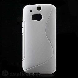 Силиконов калъф за HTC One M8 със S-образен дизайн  - бял