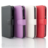 Кожен калъф тип портмоне с кръгло капаче за HTC Desire 320