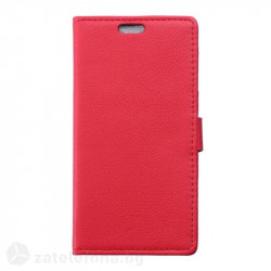 Кожен калъф тип портмоне за HTC Desire 526g - червен