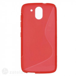 Силиконов калъф за HTC Desire 526g със S-образен дизайн - червен