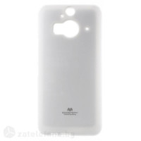 Гланциран силиконов калъф марка Mercury с лъскави частици за HTC One M9+ – бял