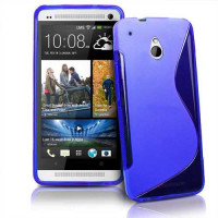 Силиконов калъф за HTC One mini със S-образен дизайн - тъмно син