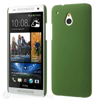 Пластмасов калъф за HTC One mini с пясъчна текстура - тъмно зелен