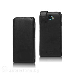 Кожен калъф flip за HTC One S - черен