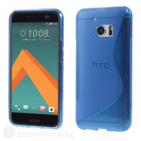 Силиконов калъф за HTC 10 със S-образен дизайн  - син