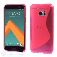 Силиконов калъф за HTC 10 със S-образен дизайн  - ярко розов